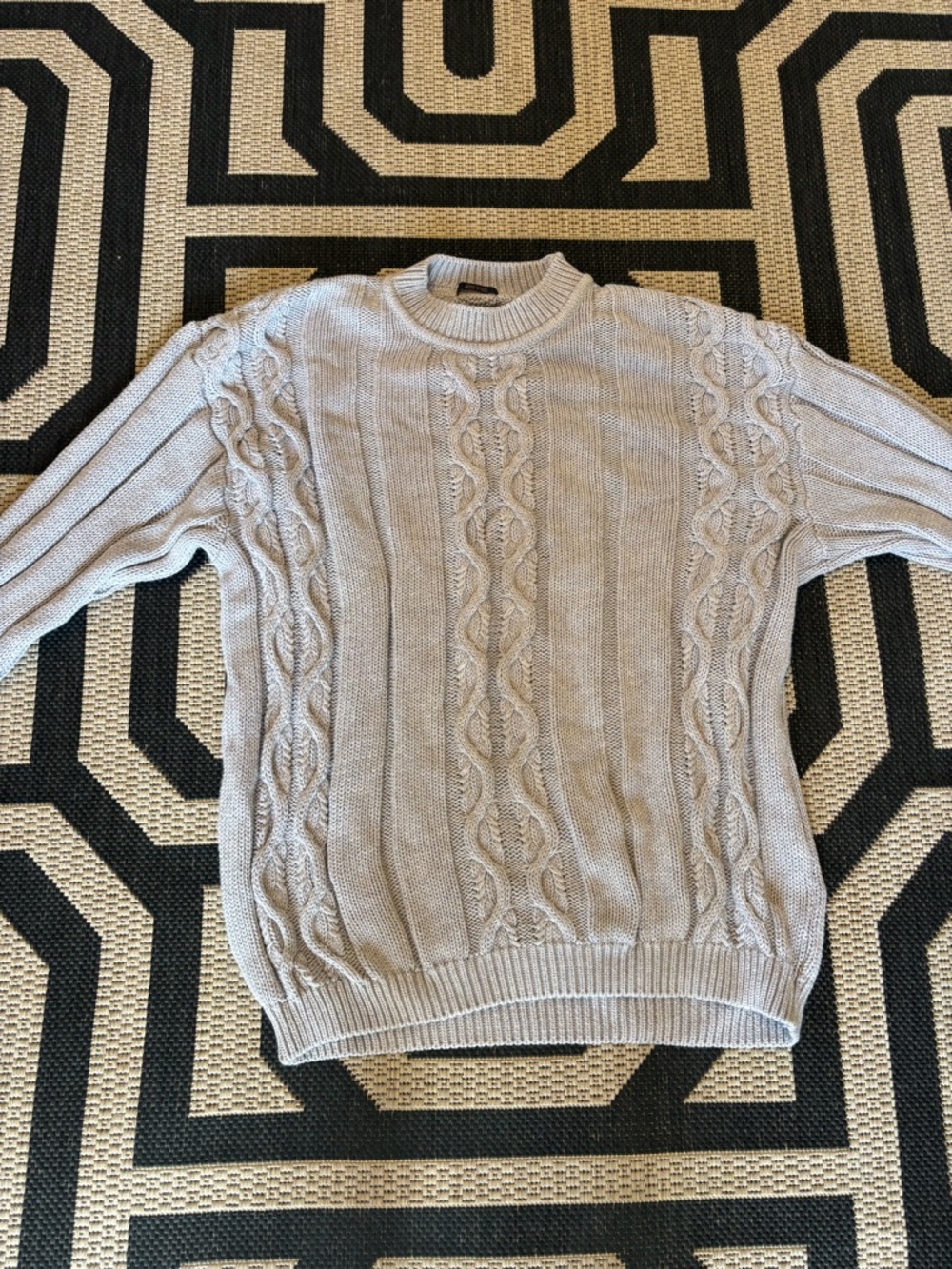 Coach Men's Cable Knit Crewneck Sweater - Light Gray